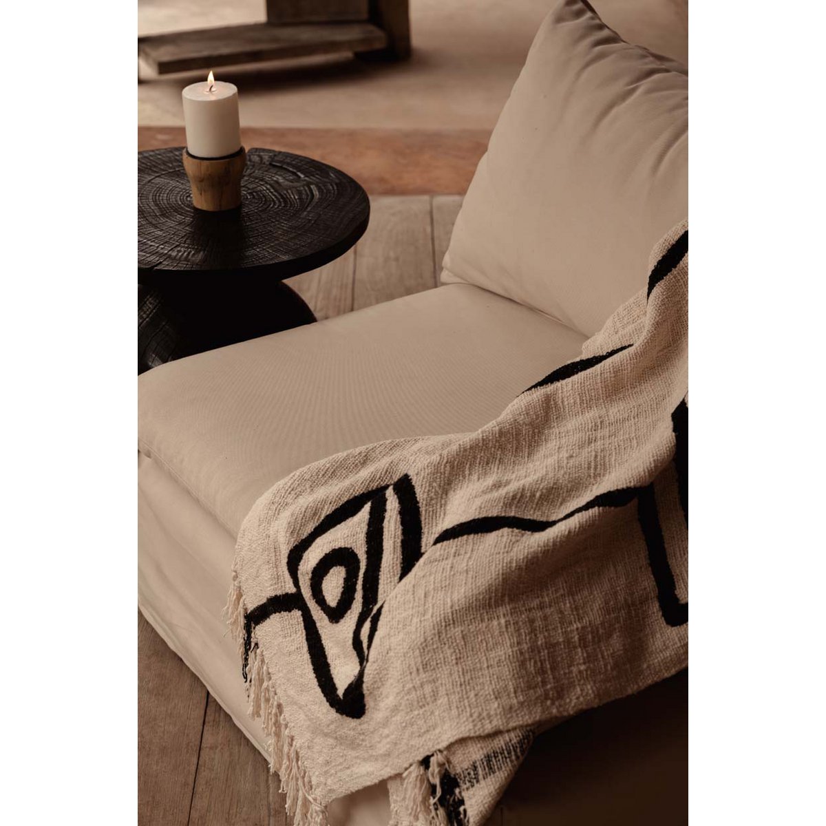 The Evil Eye Bed Throw - Natural Black - LUXONAS HOME
