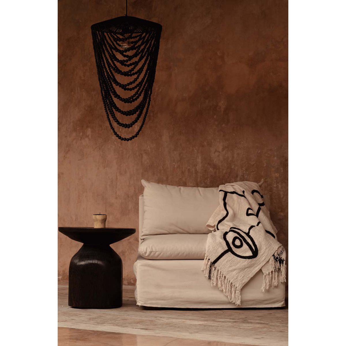 The Evil Eye Bed Throw - Natural Black - LUXONAS HOME