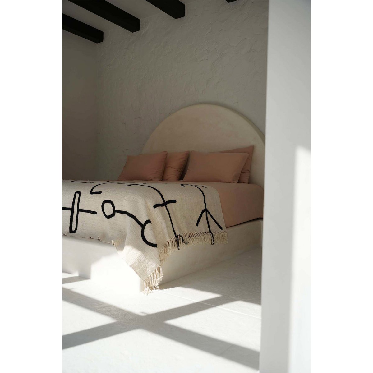 The Evil Eye Bed Throw - Natural Black - LUXONAS HOME