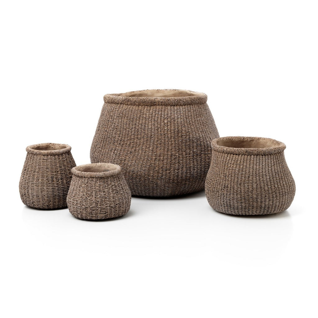 The Faux - Puff Planter - Brown - L - LUXONAS HOME