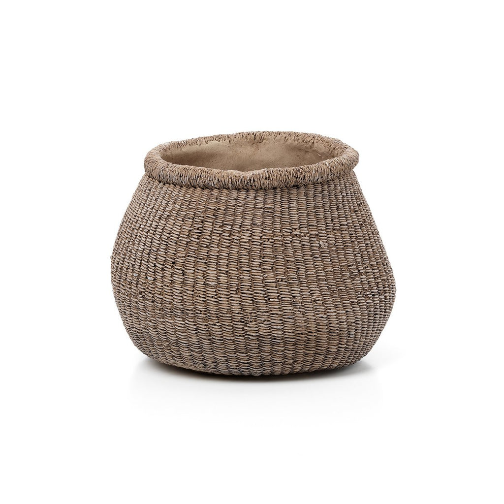 The Faux - Puff Planter - Brown - L - LUXONAS HOME