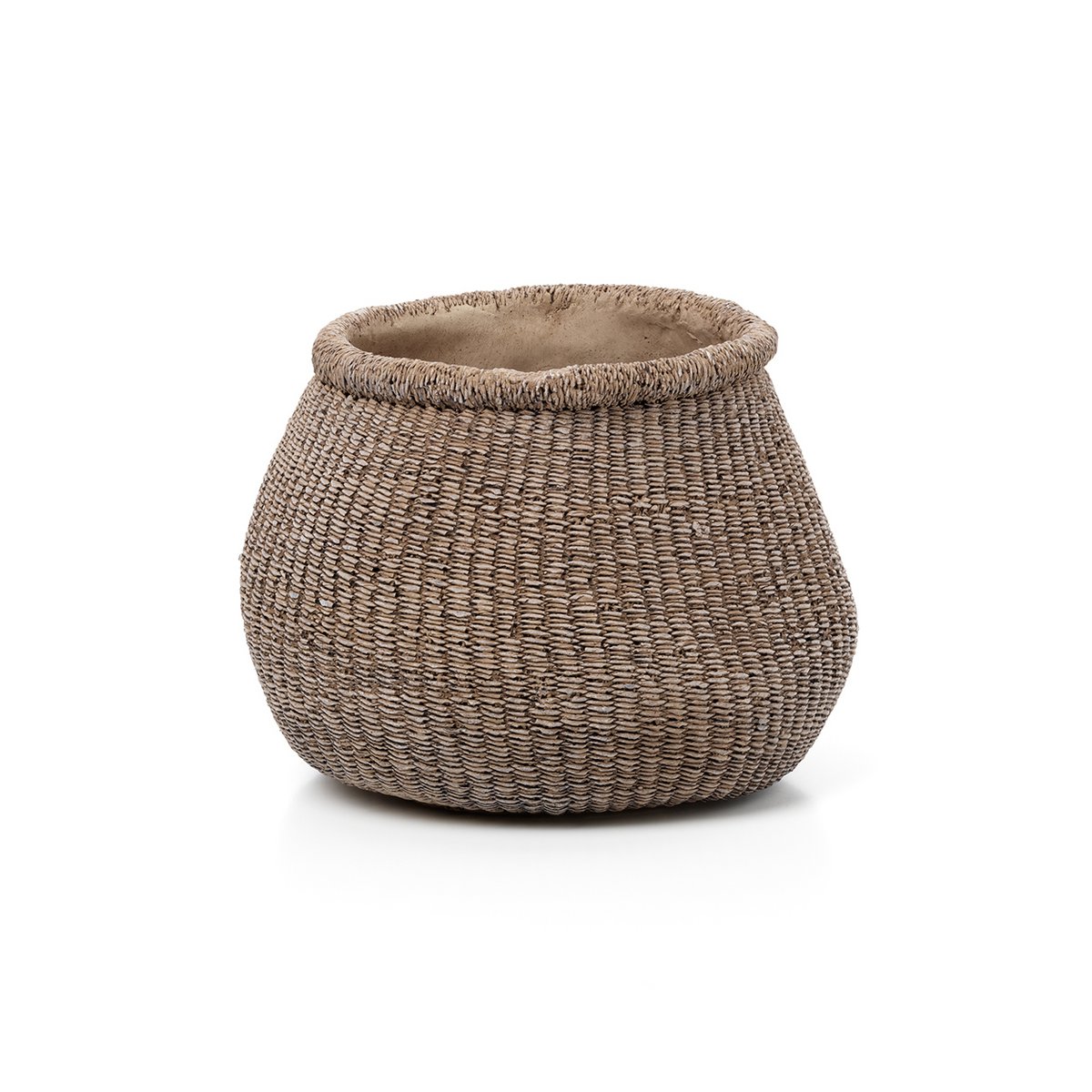 The Faux - Puff Planter - Brown - L - LUXONAS HOME