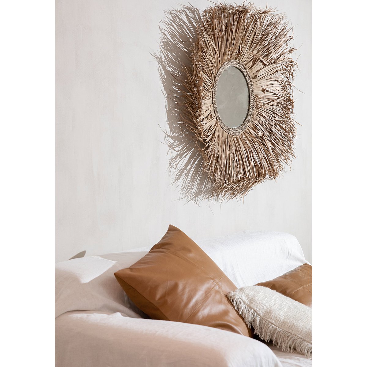 The Four Panel Leather Cushion Cover - Camel - 60x60 - LUXONAS HOME