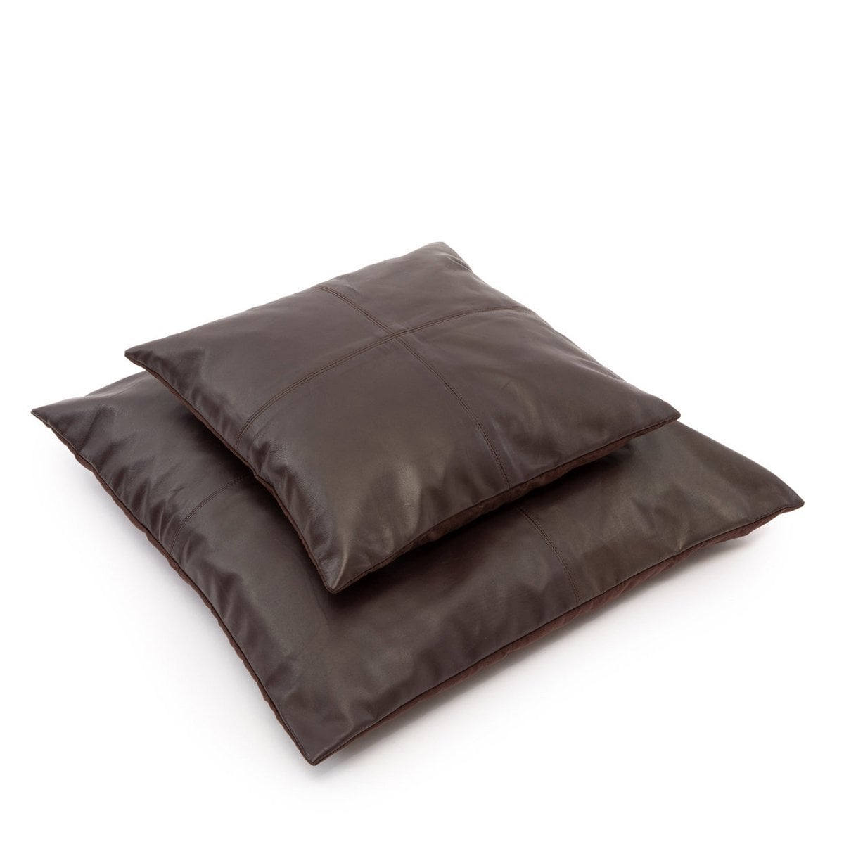 The Four Panel Leather Cushion Cover - Choco - 40x40 - LUXONAS HOME