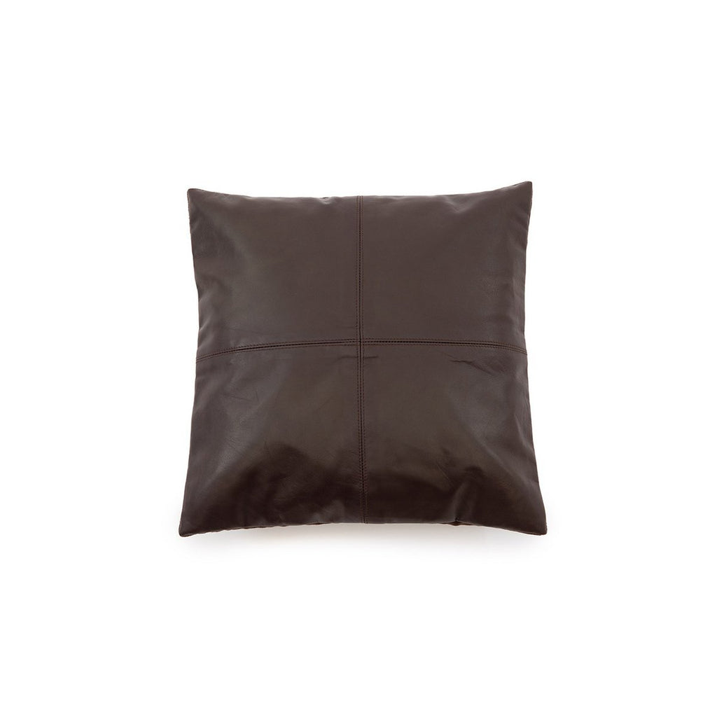The Four Panel Leather Cushion Cover - Choco - 40x40 - LUXONAS HOME