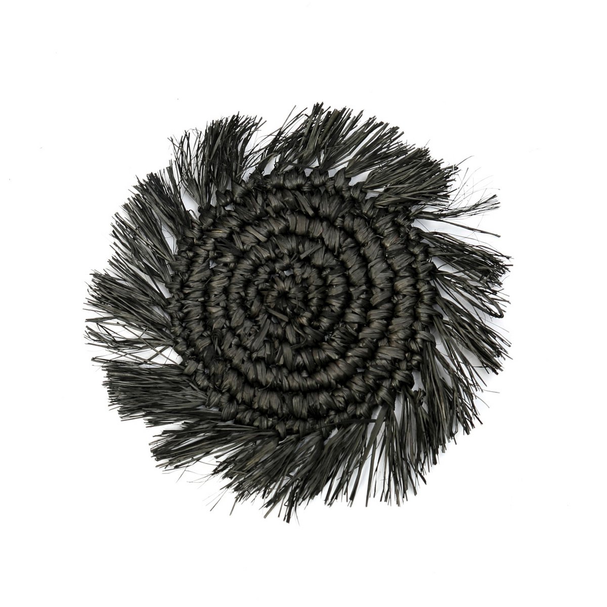 The Fringe Raffia Coaster - Black - LUXONAS HOME