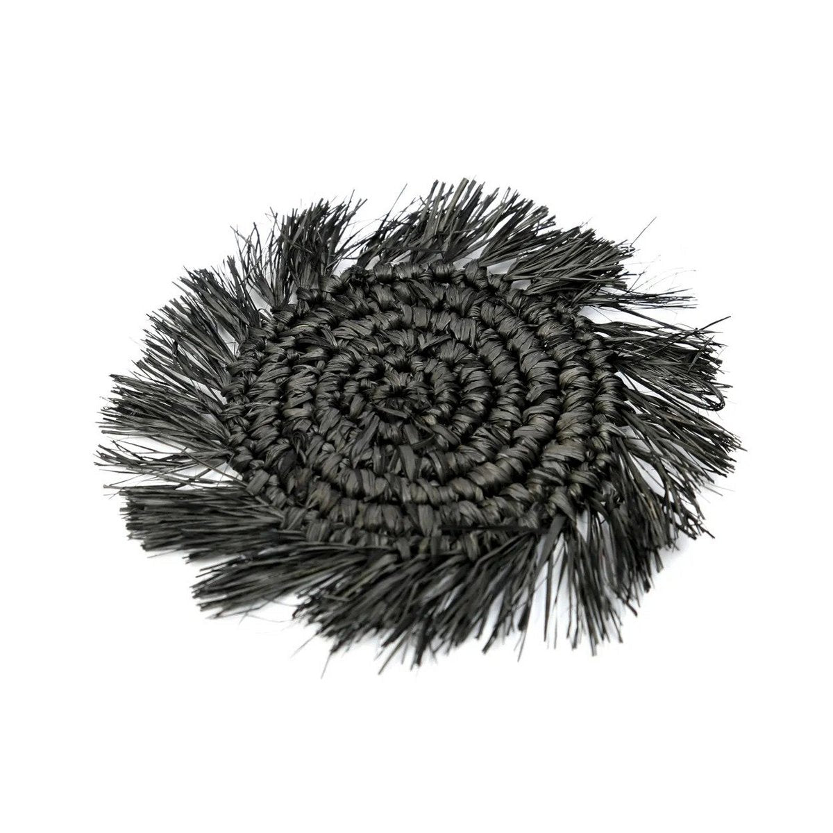 The Fringe Raffia Coaster - Black - LUXONAS HOME