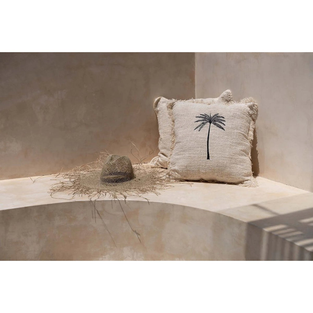 The Gili Palm Cushion Cover - Natural Black - LUXONAS HOME