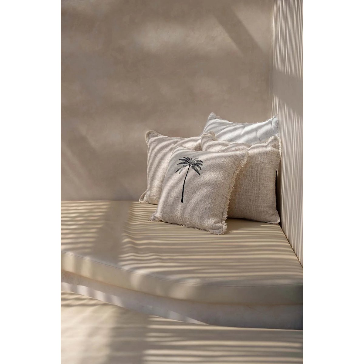 The Gili Palm Cushion Cover - Natural Black - LUXONAS HOME