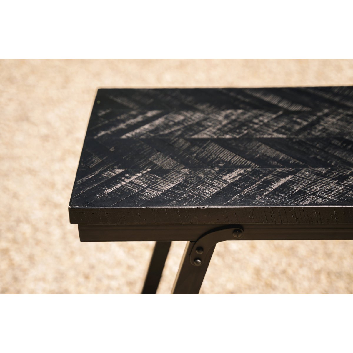 The Herringbone High Table - Black - 140cm - LUXONAS HOME