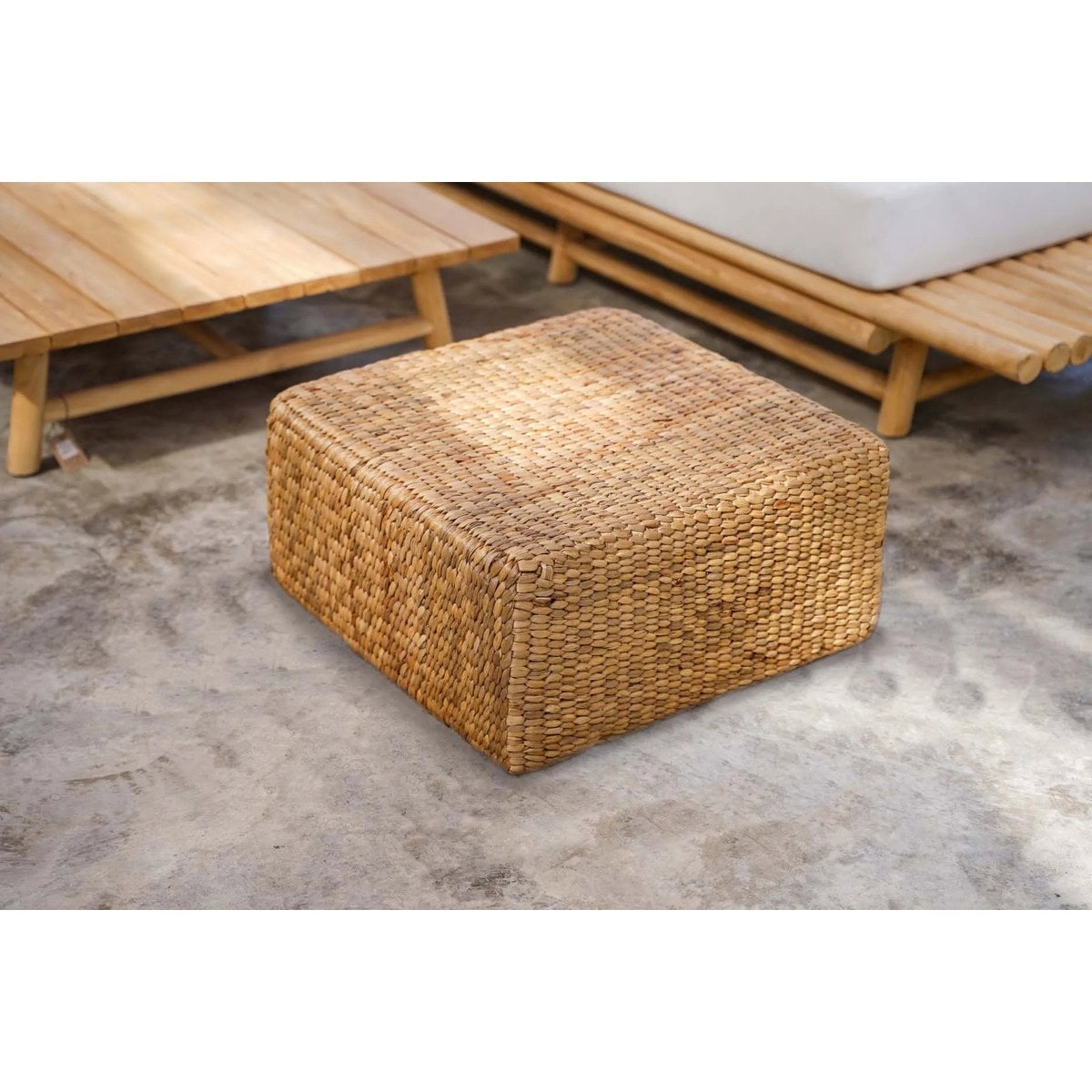 The Hyacinth Pouffe Square - Natural - M - LUXONAS HOME
