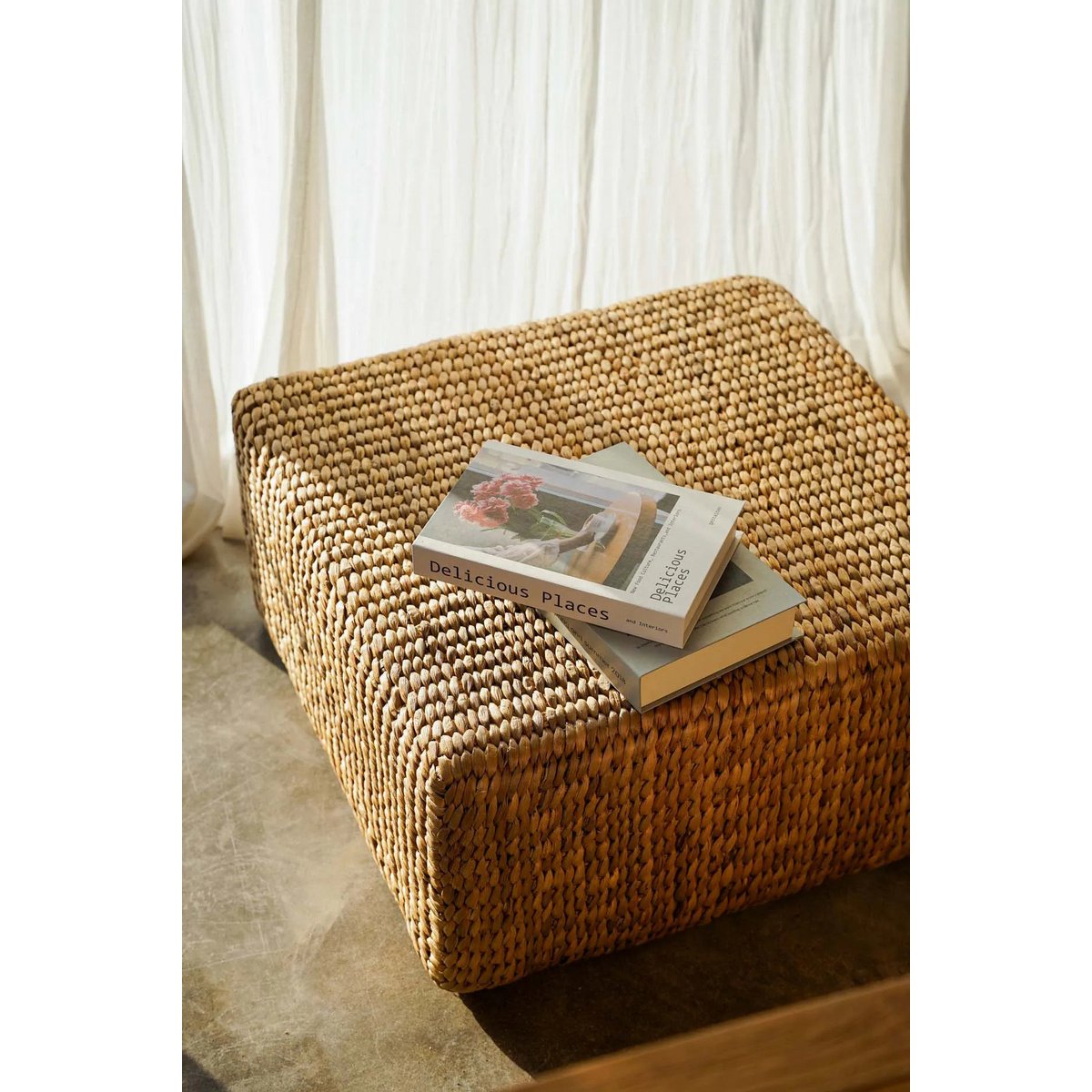 The Hyacinth Pouffe Square - Natural - M - LUXONAS HOME