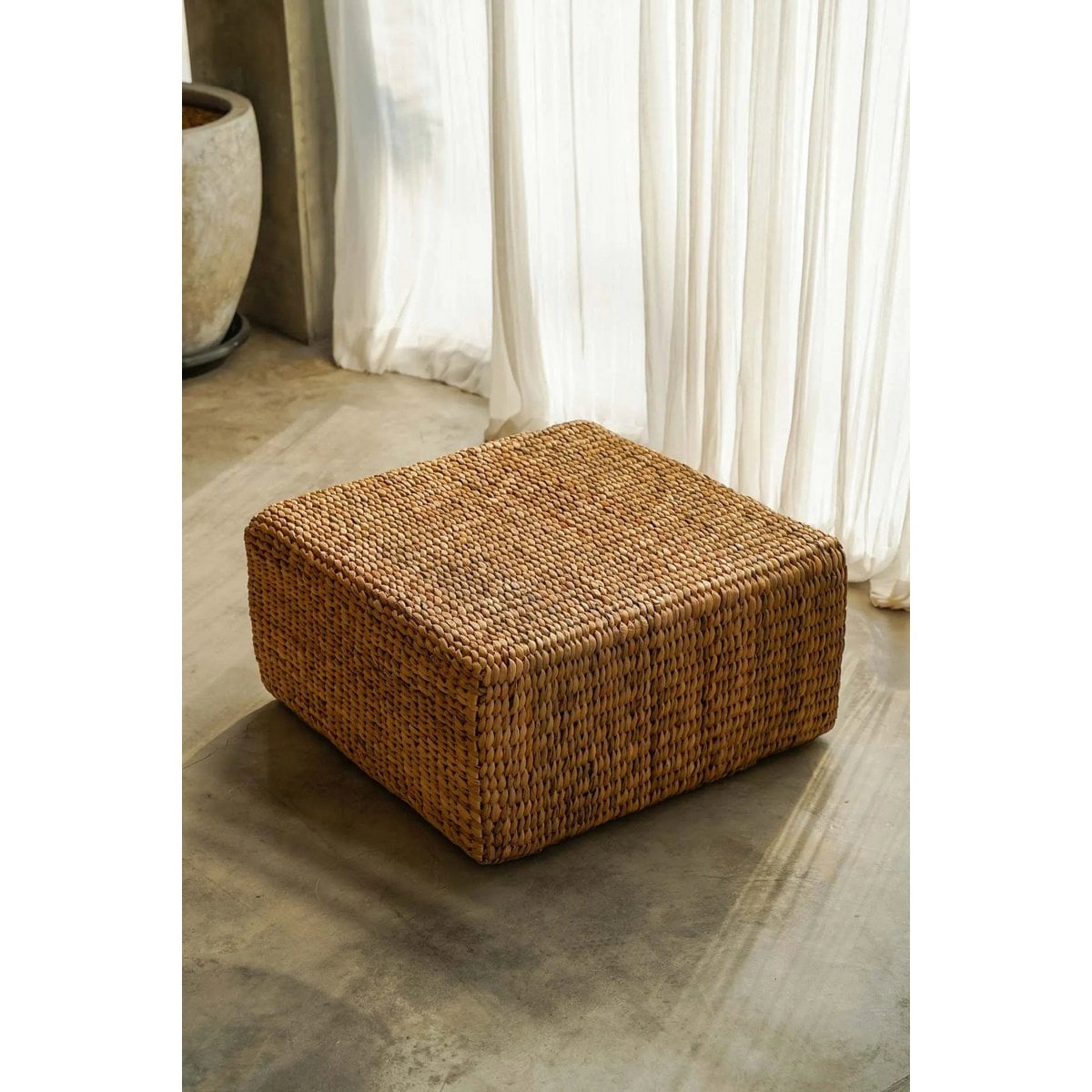 The Hyacinth Pouffe Square - Natural - M - LUXONAS HOME