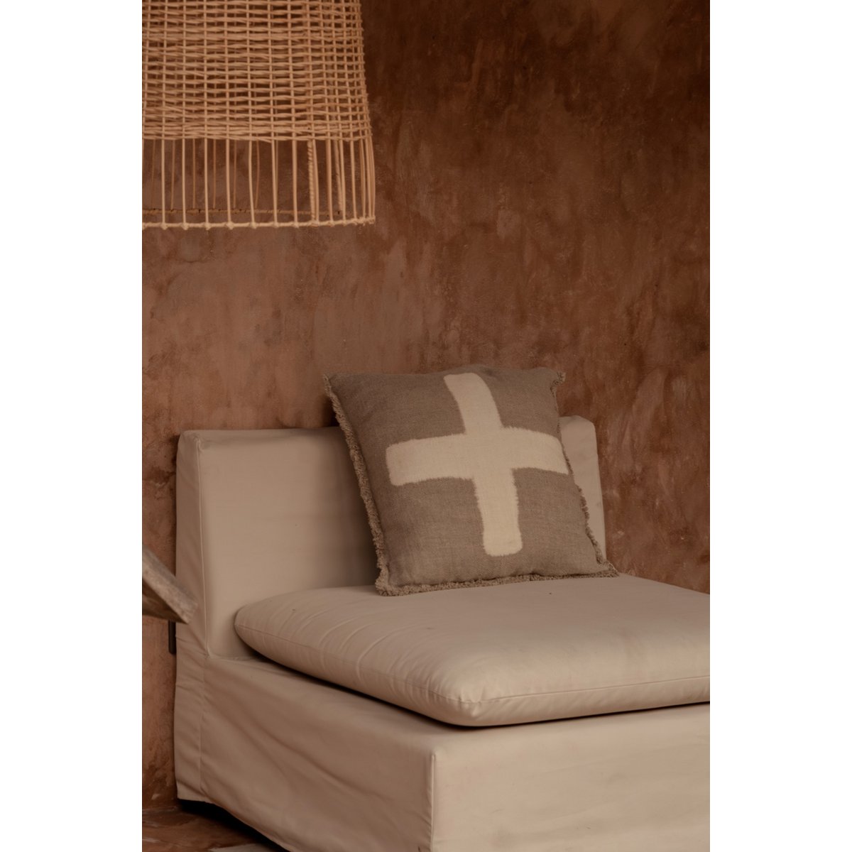 The Ivory Cross Cushion Cover - Natural White - 50x50 - LUXONAS HOME