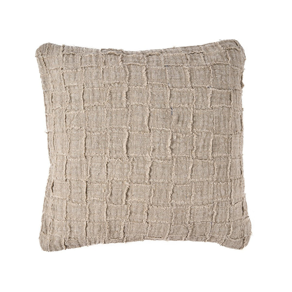 The Linen Damier Cushion Cover - Natural - LUXONAS HOME