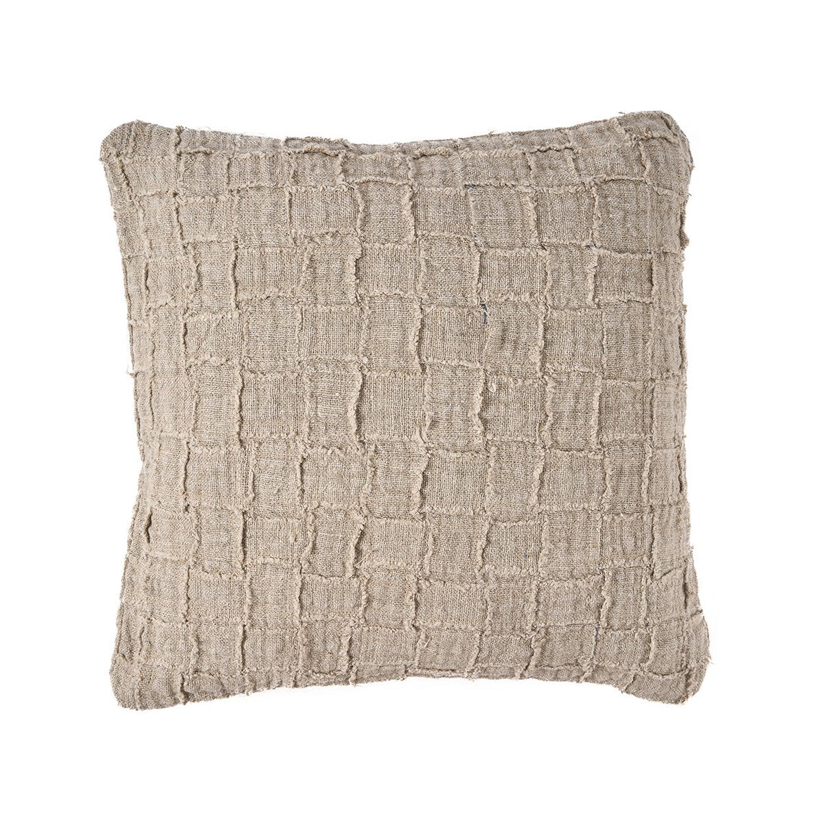 The Linen Damier Cushion Cover - Natural - LUXONAS HOME