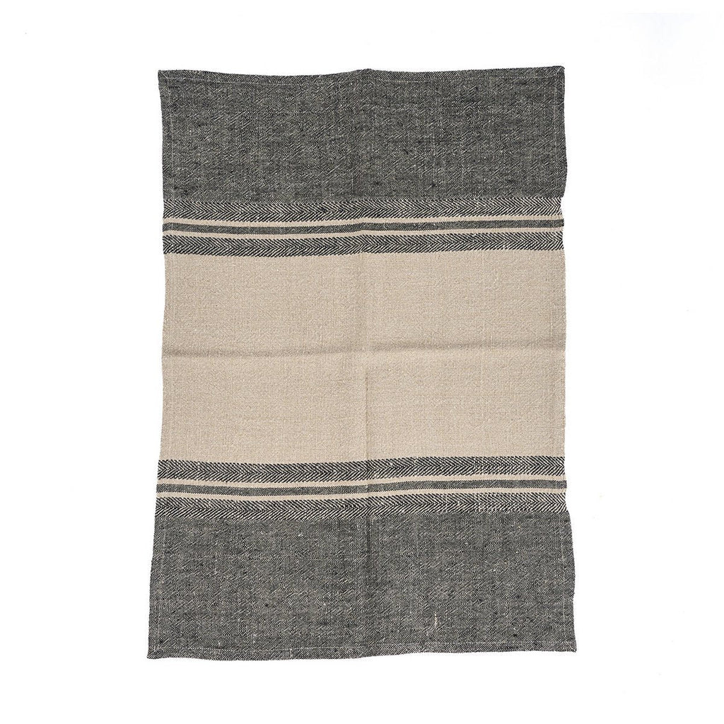 The Linen Dash Kitchen Towel - Natural Black - 50x70 - LUXONAS HOME