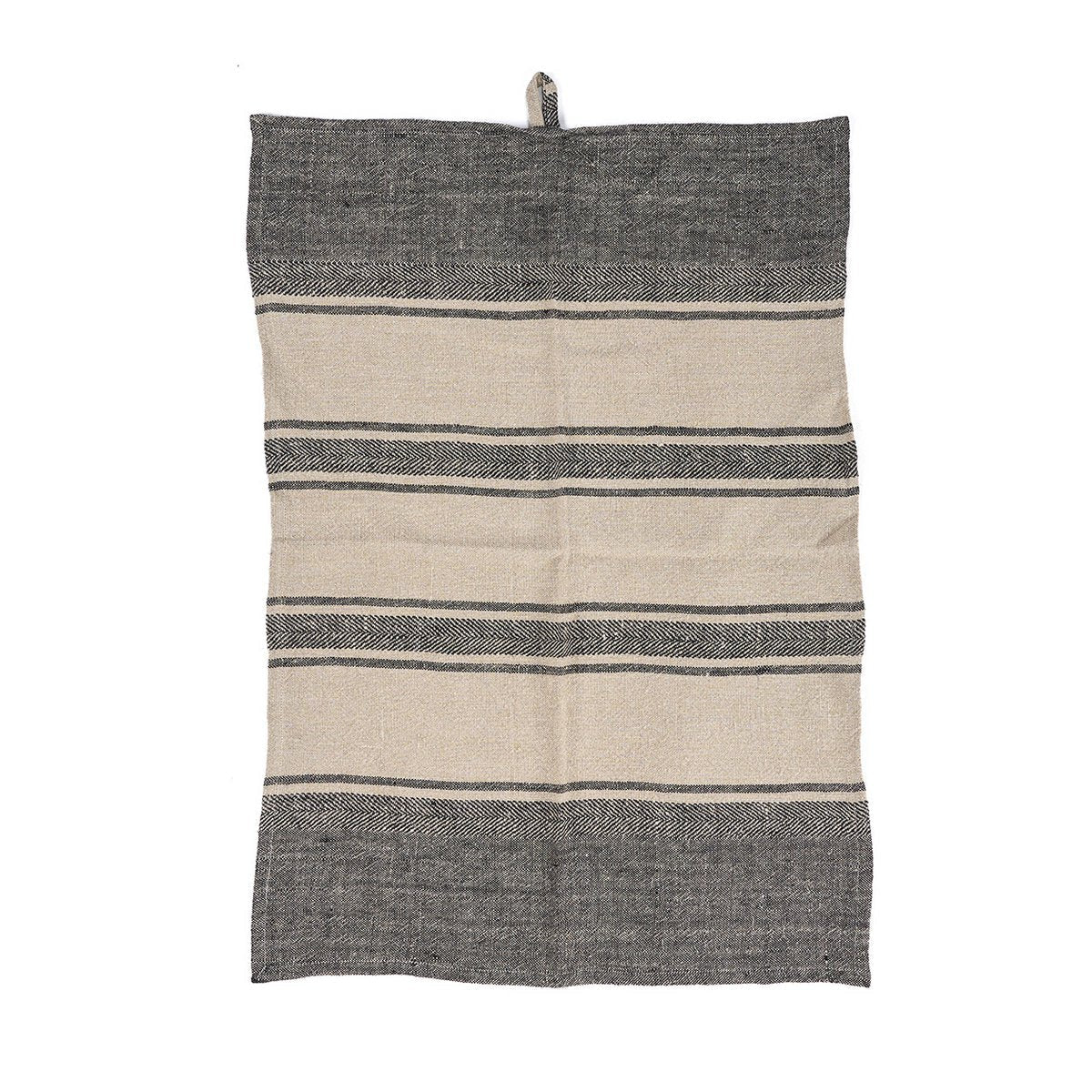 The Linen Dash Kitchen Towel - Natural Black - 50x70 - LUXONAS HOME