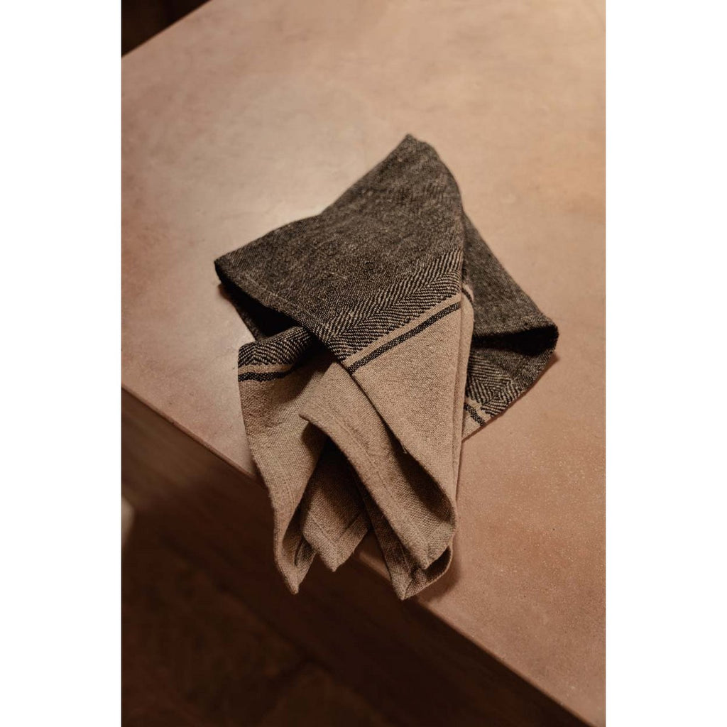 The Linen Dash Kitchen Towel - Natural Black - 50x70 - LUXONAS HOME