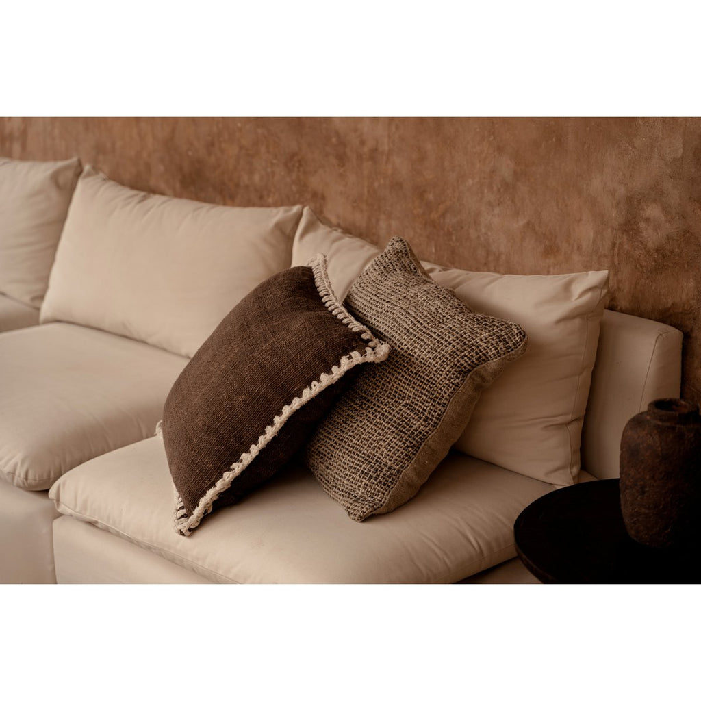 The Linen Grain Cushion Cover - Natural Black - LUXONAS HOME