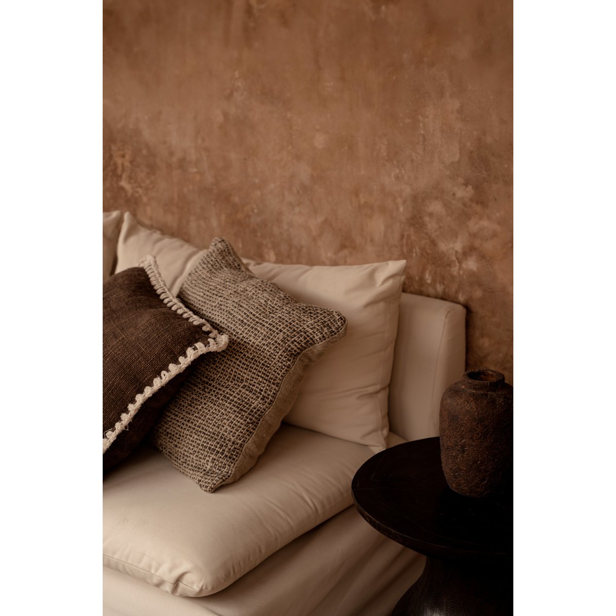 The Linen Grain Cushion Cover - Natural Black - LUXONAS HOME