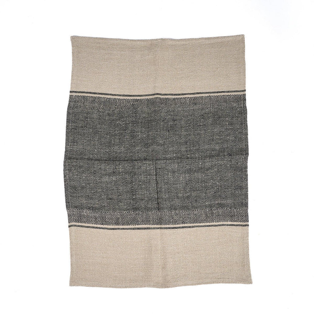 The Linen Moody Kitchen Towel - Natural Black - 50x70 - LUXONAS HOME