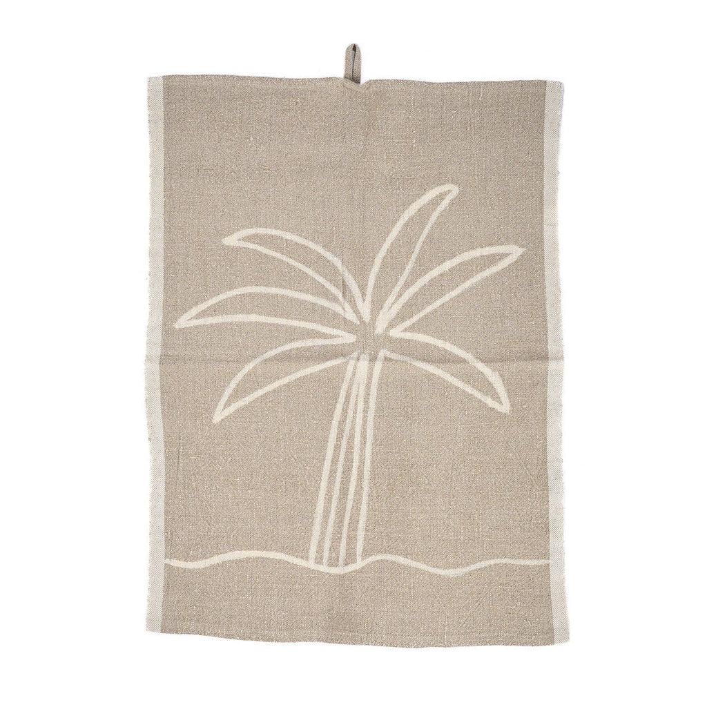 The Linen Palm Tree Kitchen Towel - Natural White - 50x70 - LUXONAS HOME