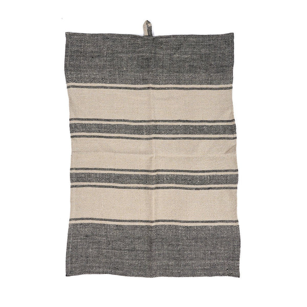 The Linen Smudge Kitchen Towel - Natural Black - 50x70 - LUXONAS HOME