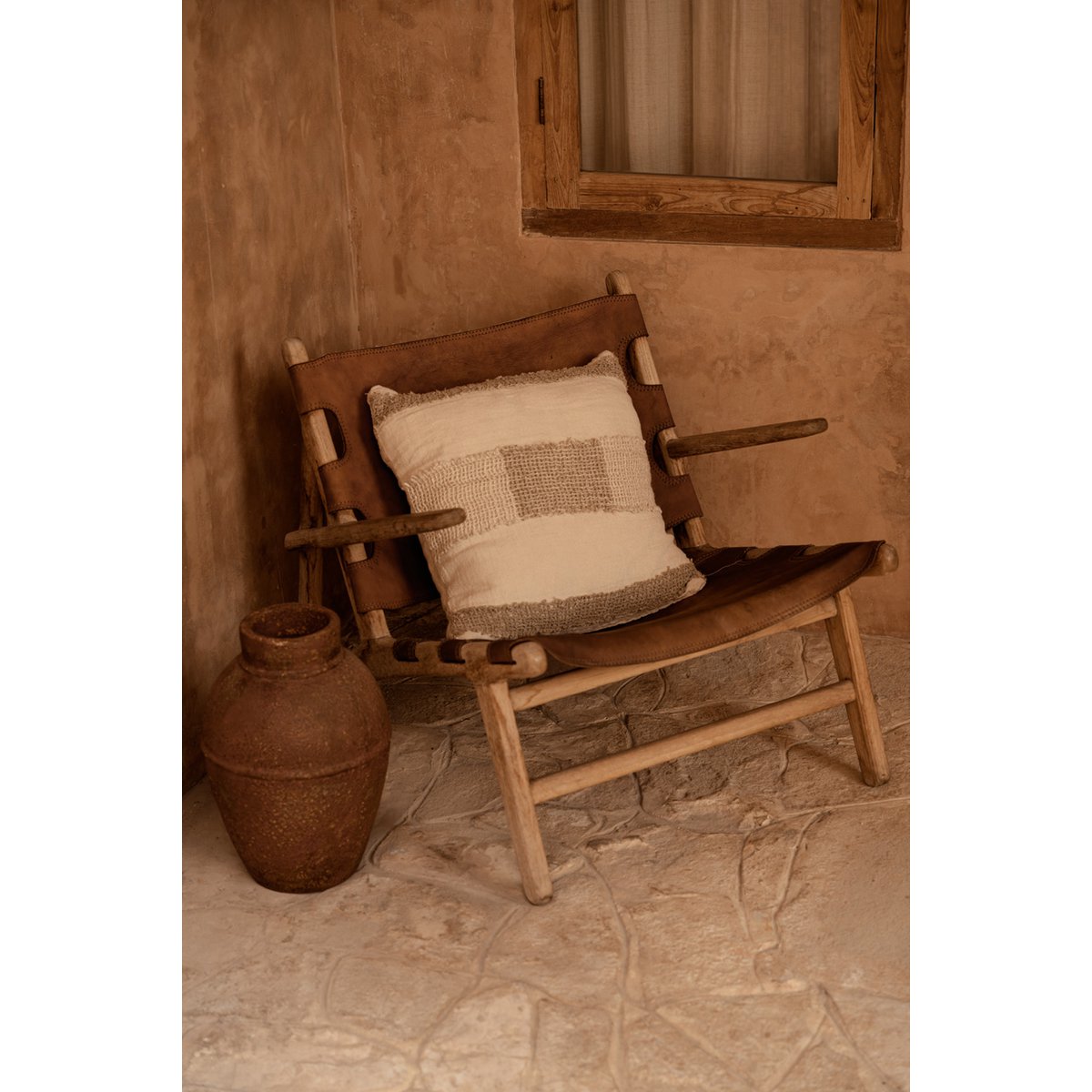 The Linen Threads Cushion Cover - White Natural - LUXONAS HOME