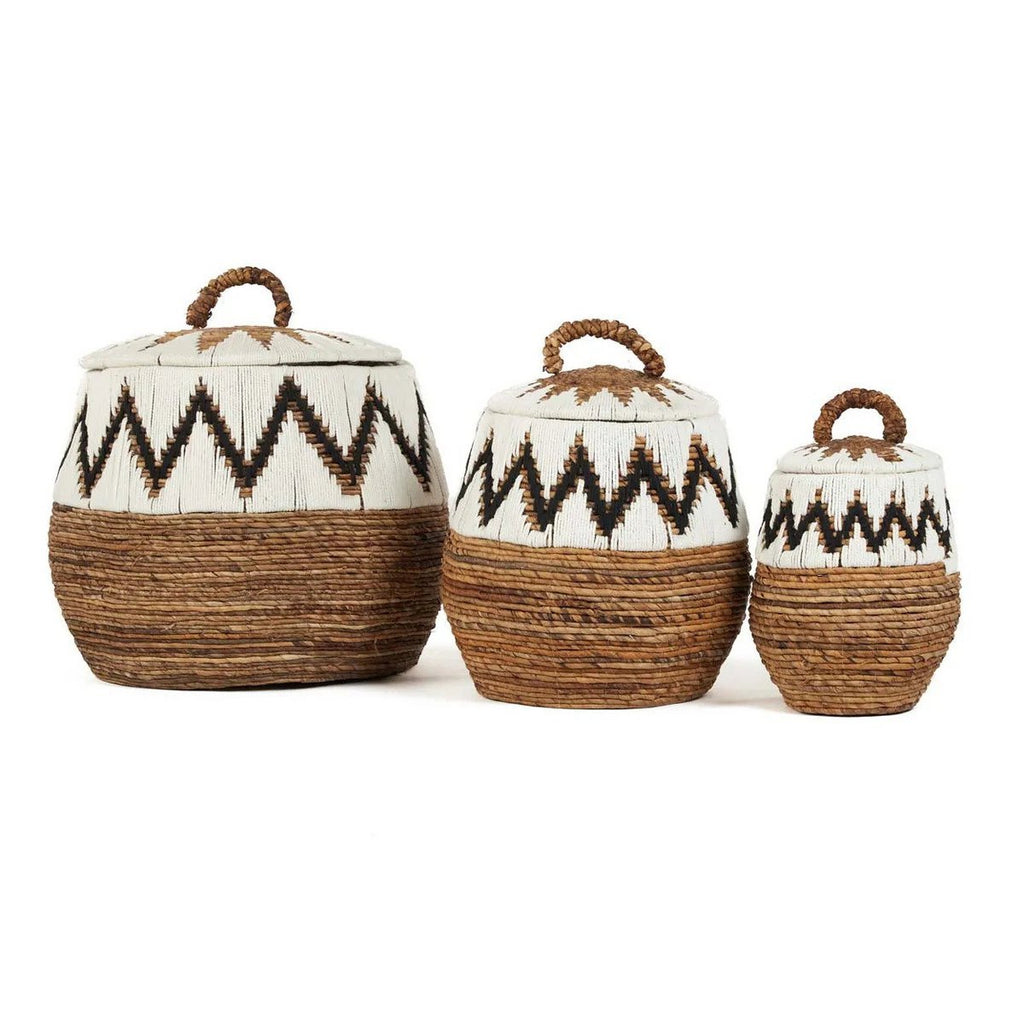 The Little Bay Beach Basket - Natural White - M - LUXONAS HOME
