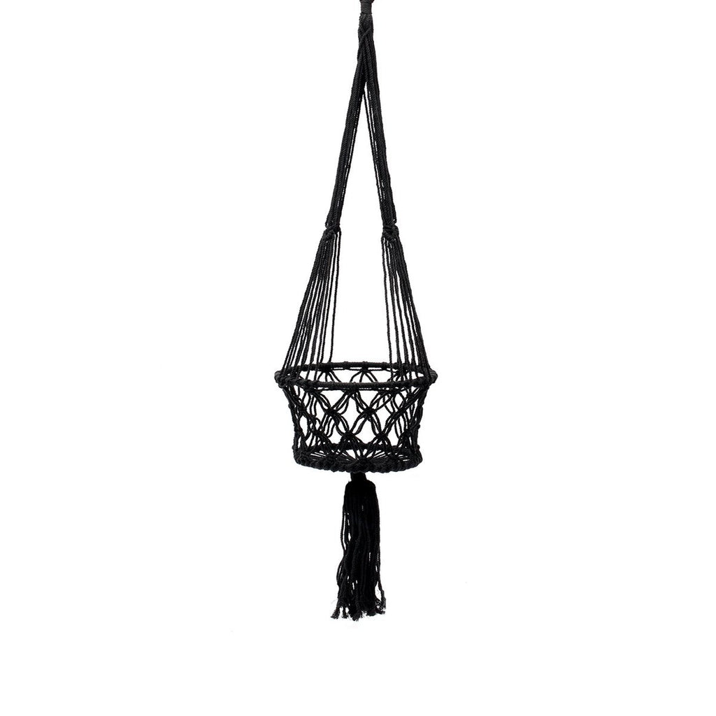 The Macrame Plant Holder - Black - L - LUXONAS HOME