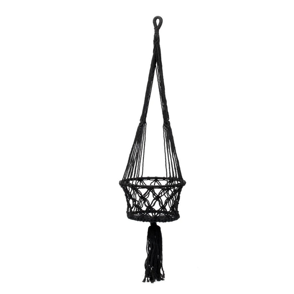 The Macrame Plant Holder - Black - L - LUXONAS HOME