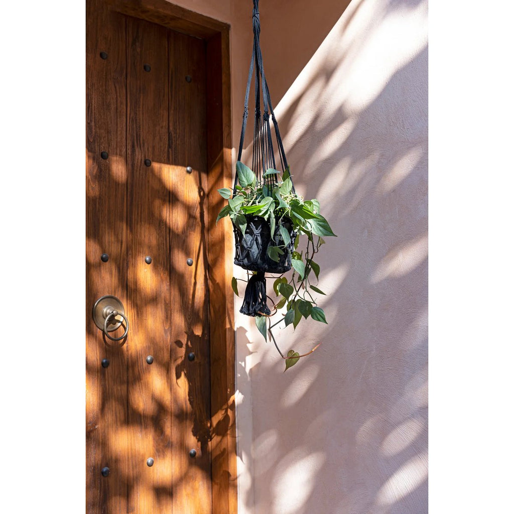 The Macrame Plant Holder - Black - L - LUXONAS HOME