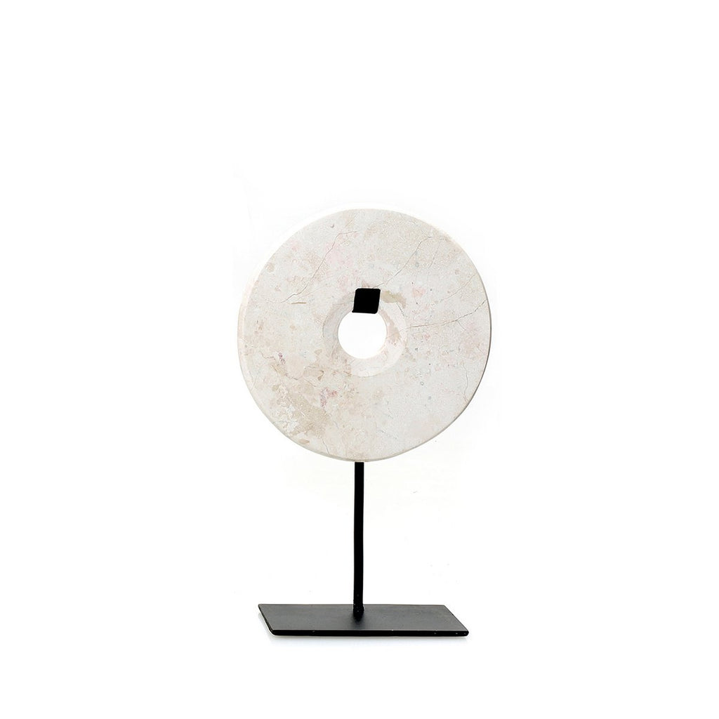 The Marble Disc on Stand - White - S - LUXONAS HOME