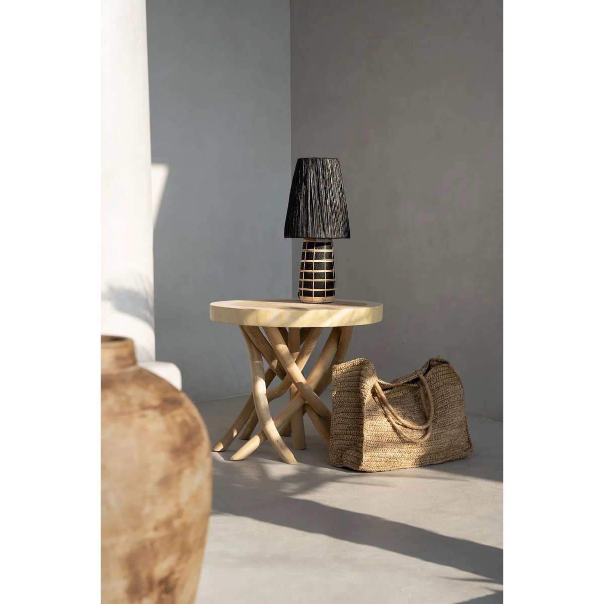 The Naxos Table Lamp - Black Natural - LUXONAS HOME