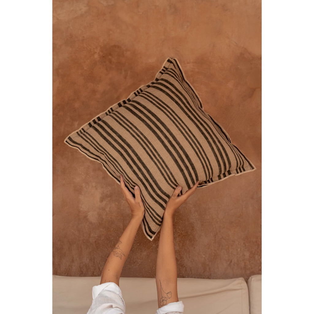 The Nordic Stripe Cushion Cover - Natural Black - 50x50 - LUXONAS HOME