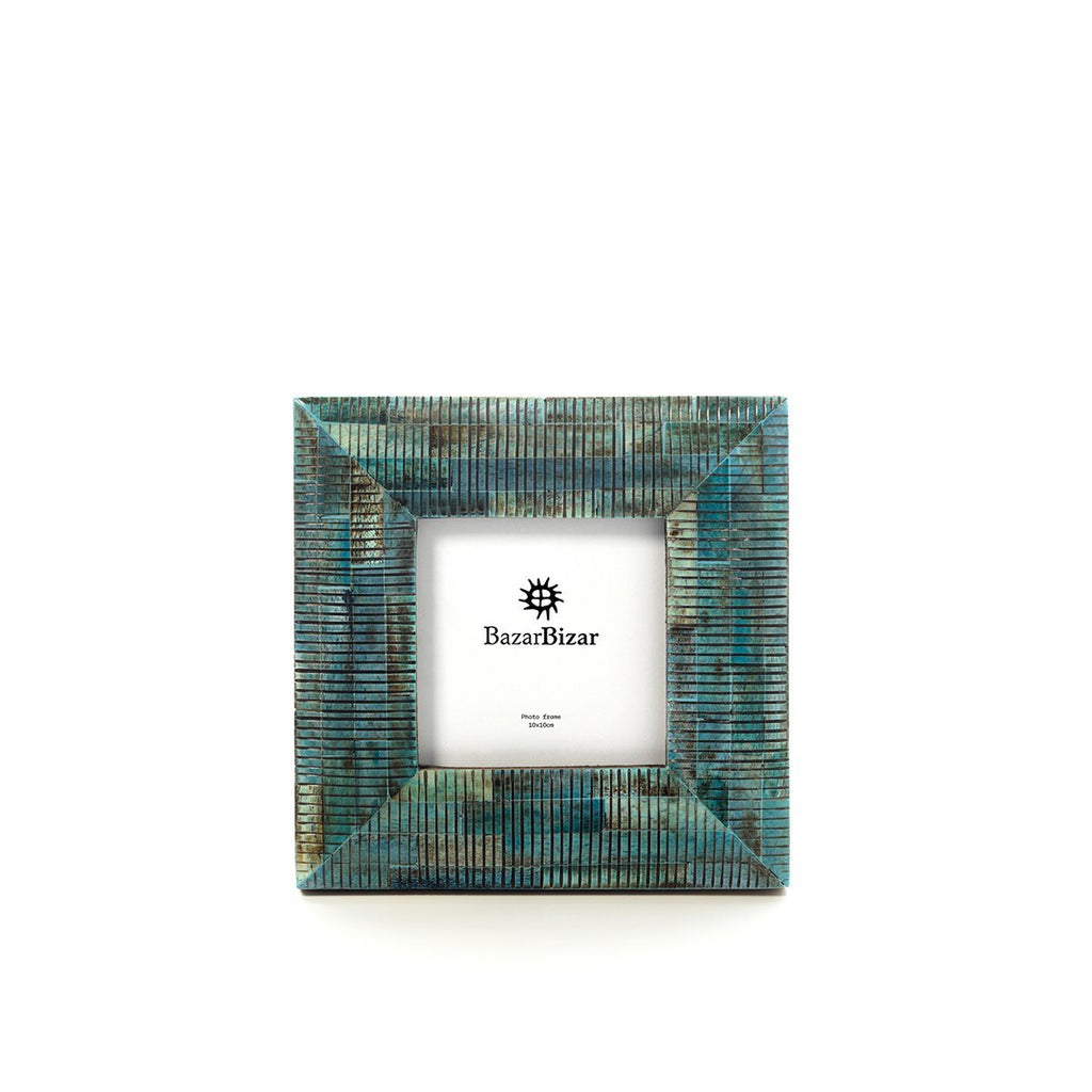 The Ocean Ripple Frame - Turquoise - 10x10 - LUXONAS HOME