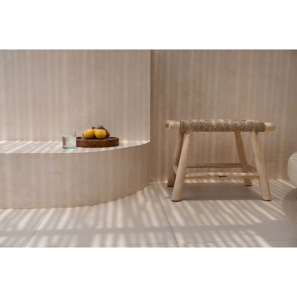 The Porto Seagrass Stool - Natural - M - LUXONAS HOME