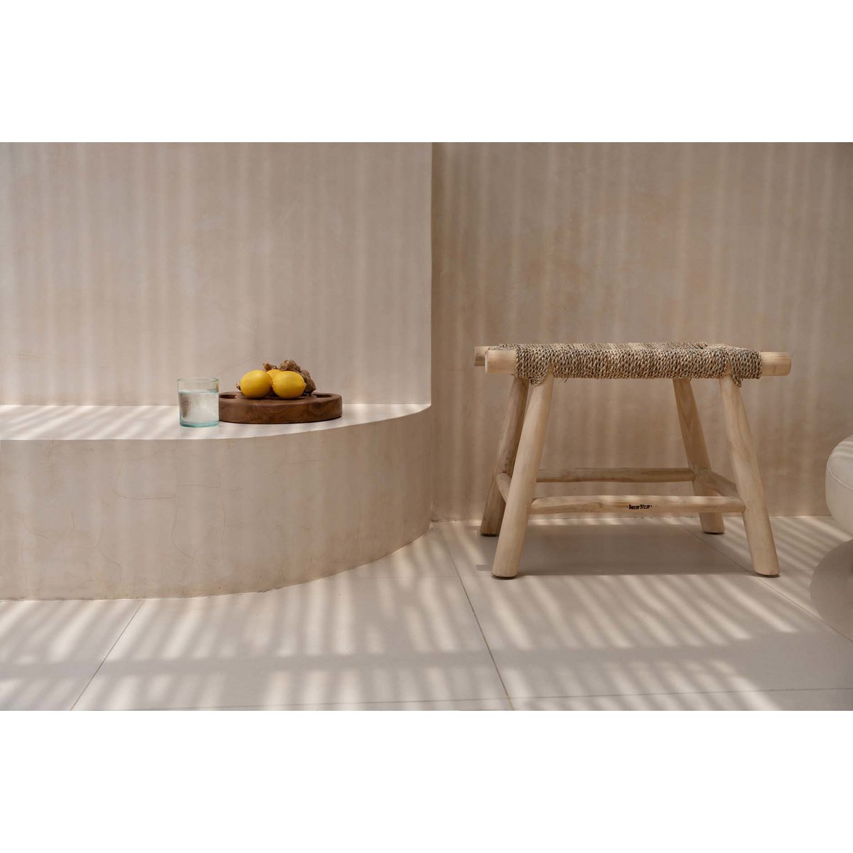 The Porto Seagrass Stool - Natural - M - LUXONAS HOME