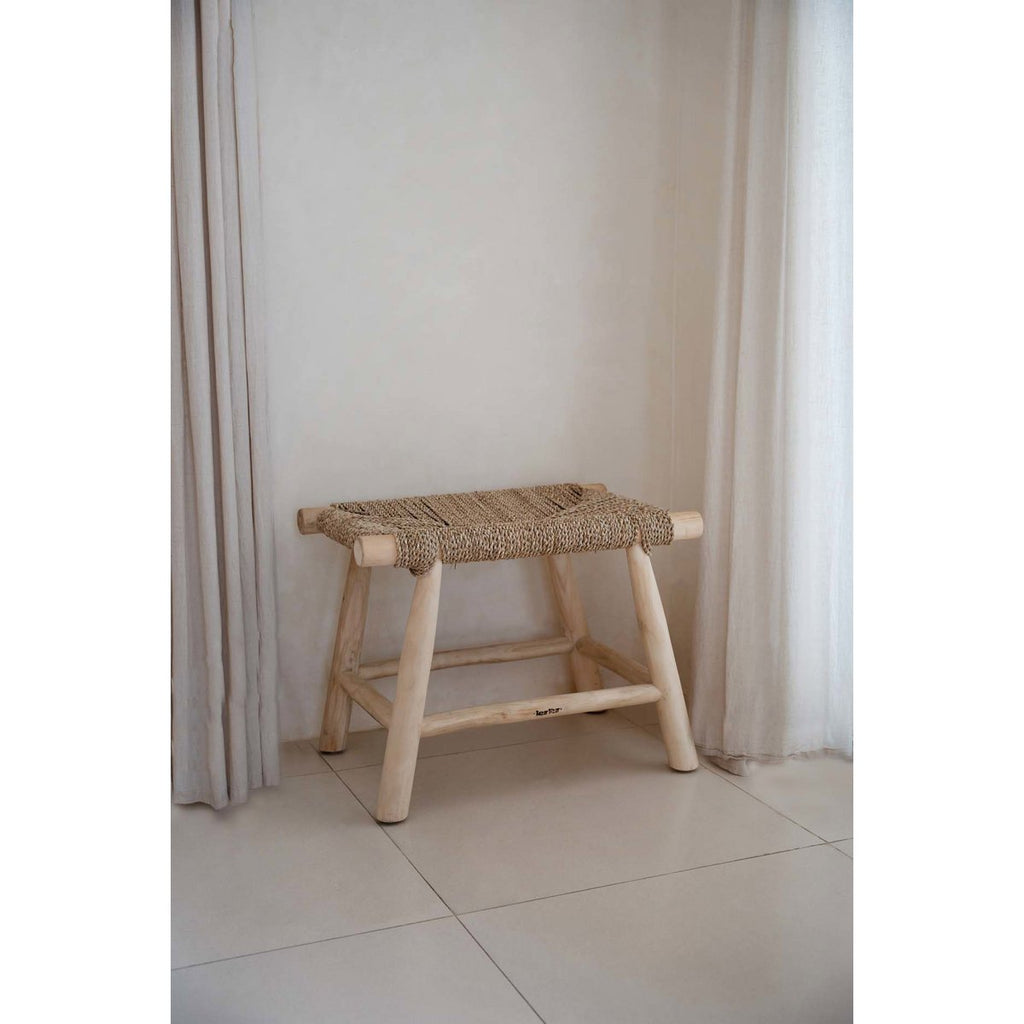 The Porto Seagrass Stool - Natural - M - LUXONAS HOME