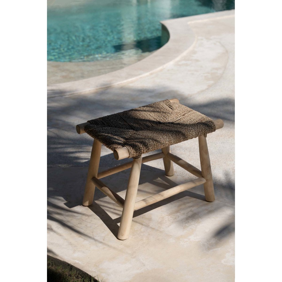 The Porto Seagrass Stool - Natural - M - LUXONAS HOME