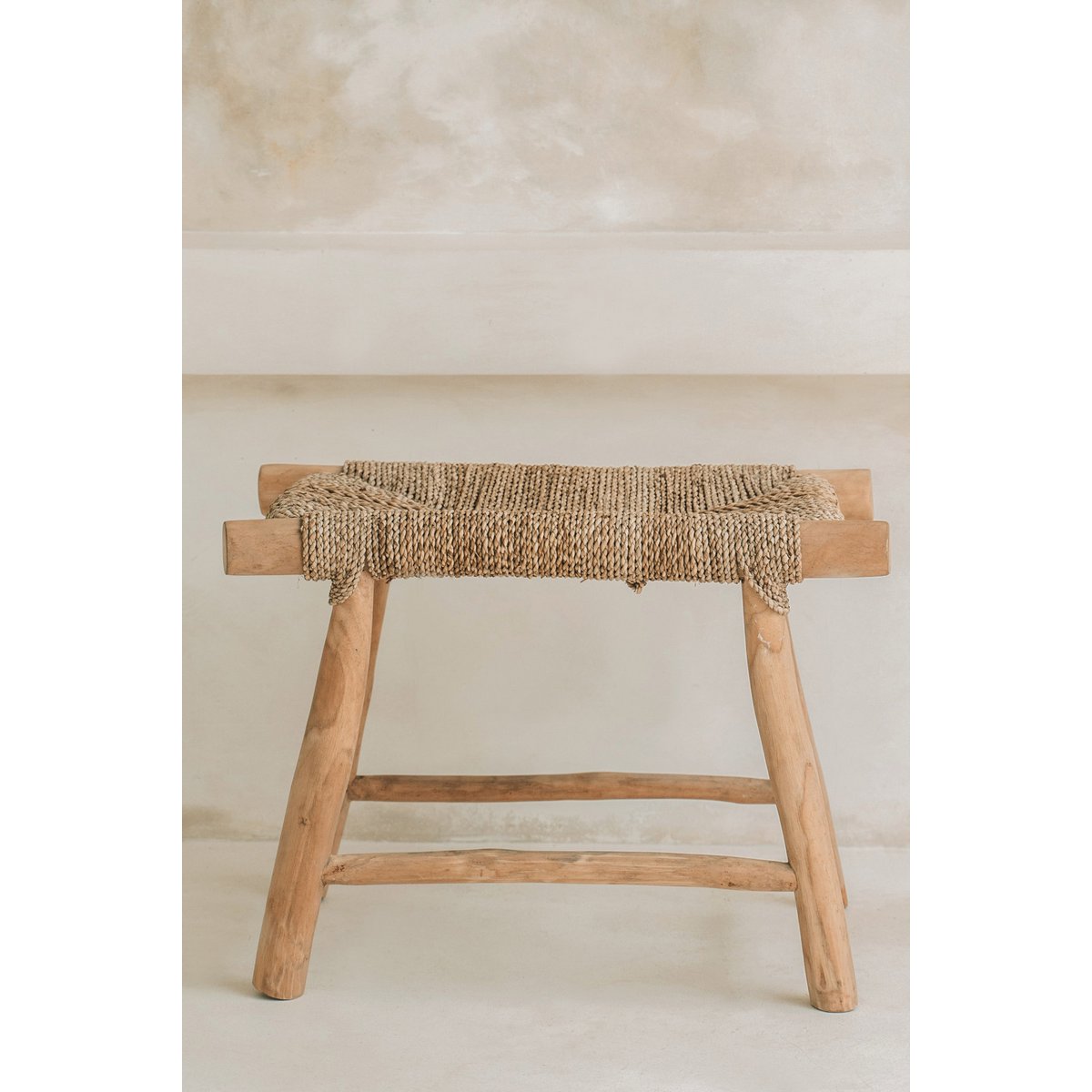 The Porto Seagrass Stool - Natural - M - LUXONAS HOME