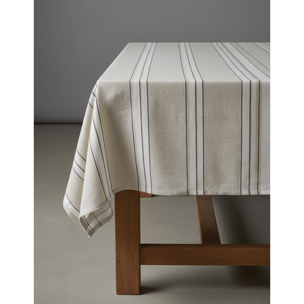 The Provence Tablecloth - Natural Black White - 150x250 - LUXONAS HOME