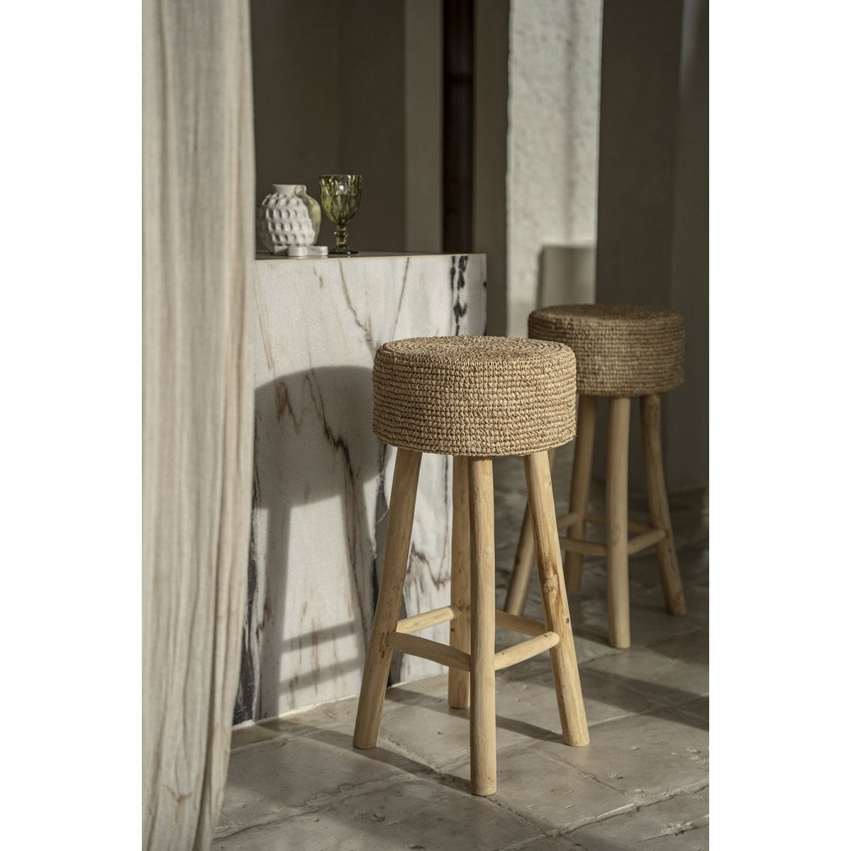 The Raffia Bar Stool - LUXONAS HOME