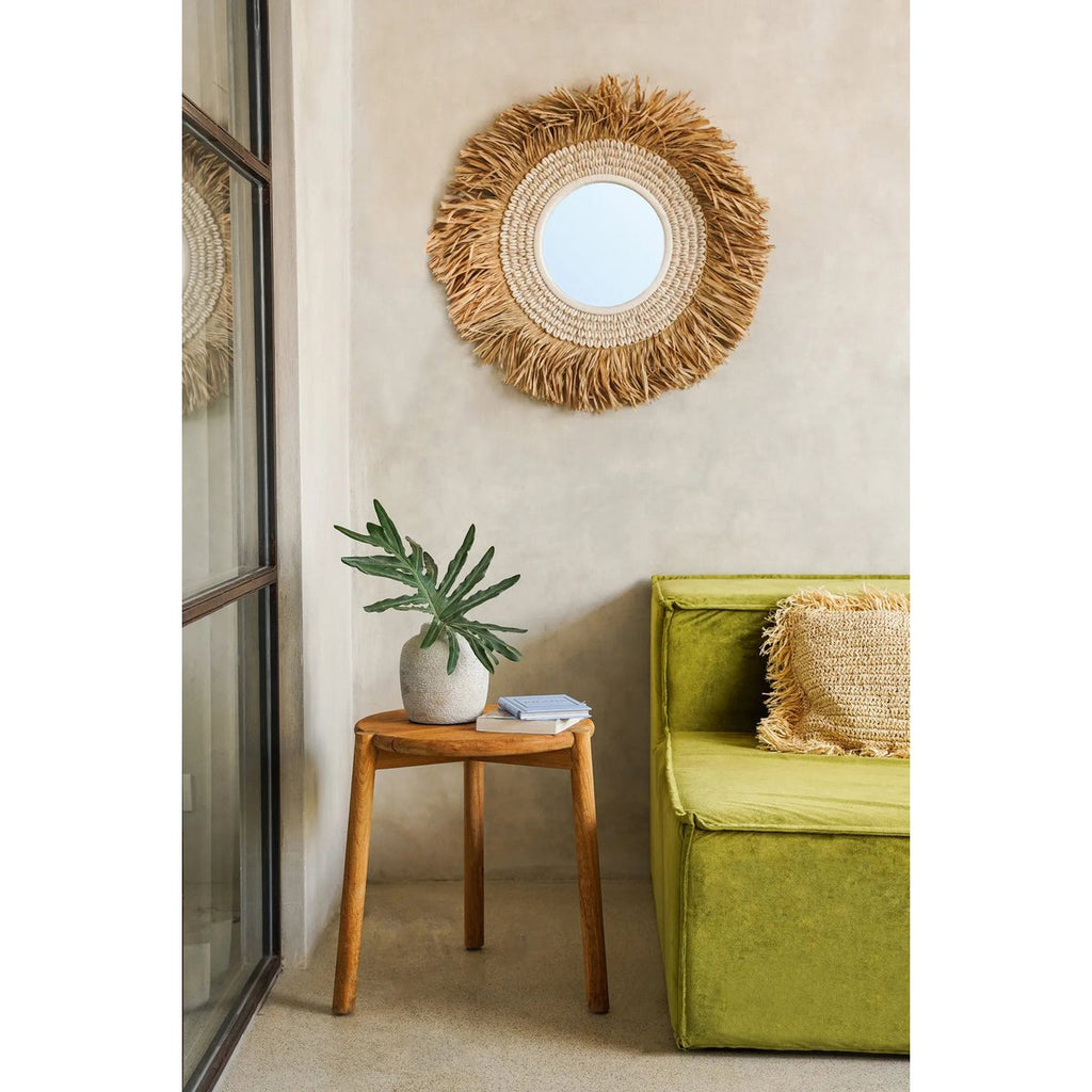 The Raffia Cowrie Mirror - Natural White - LUXONAS HOME