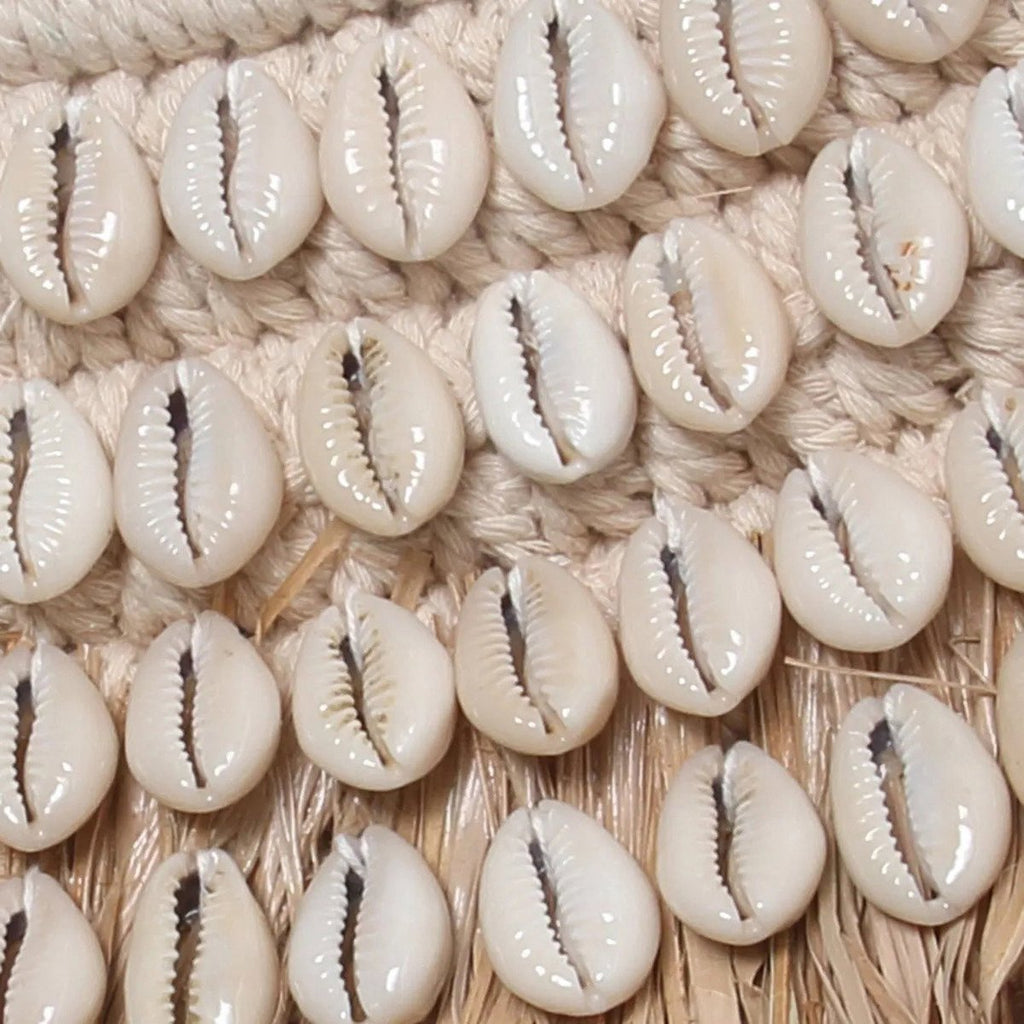 The Raffia Cowrie Mirror - Natural White - LUXONAS HOME
