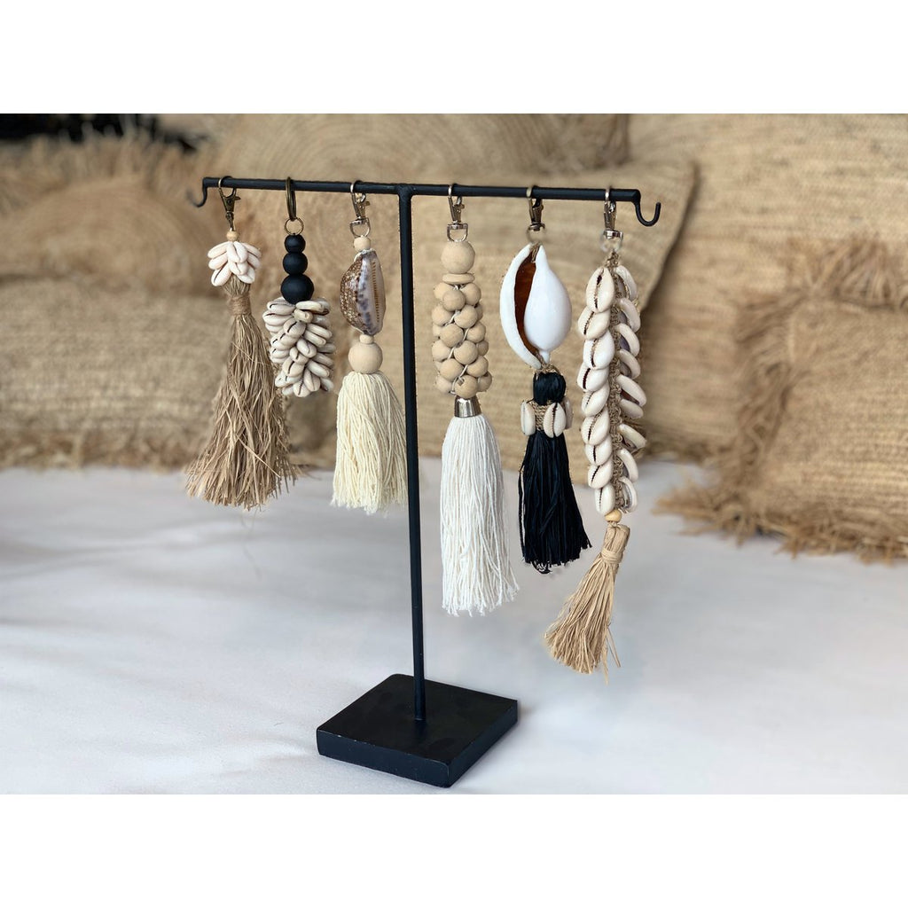 The Raffia Cowrie Shell Keychain - LUXONAS HOME