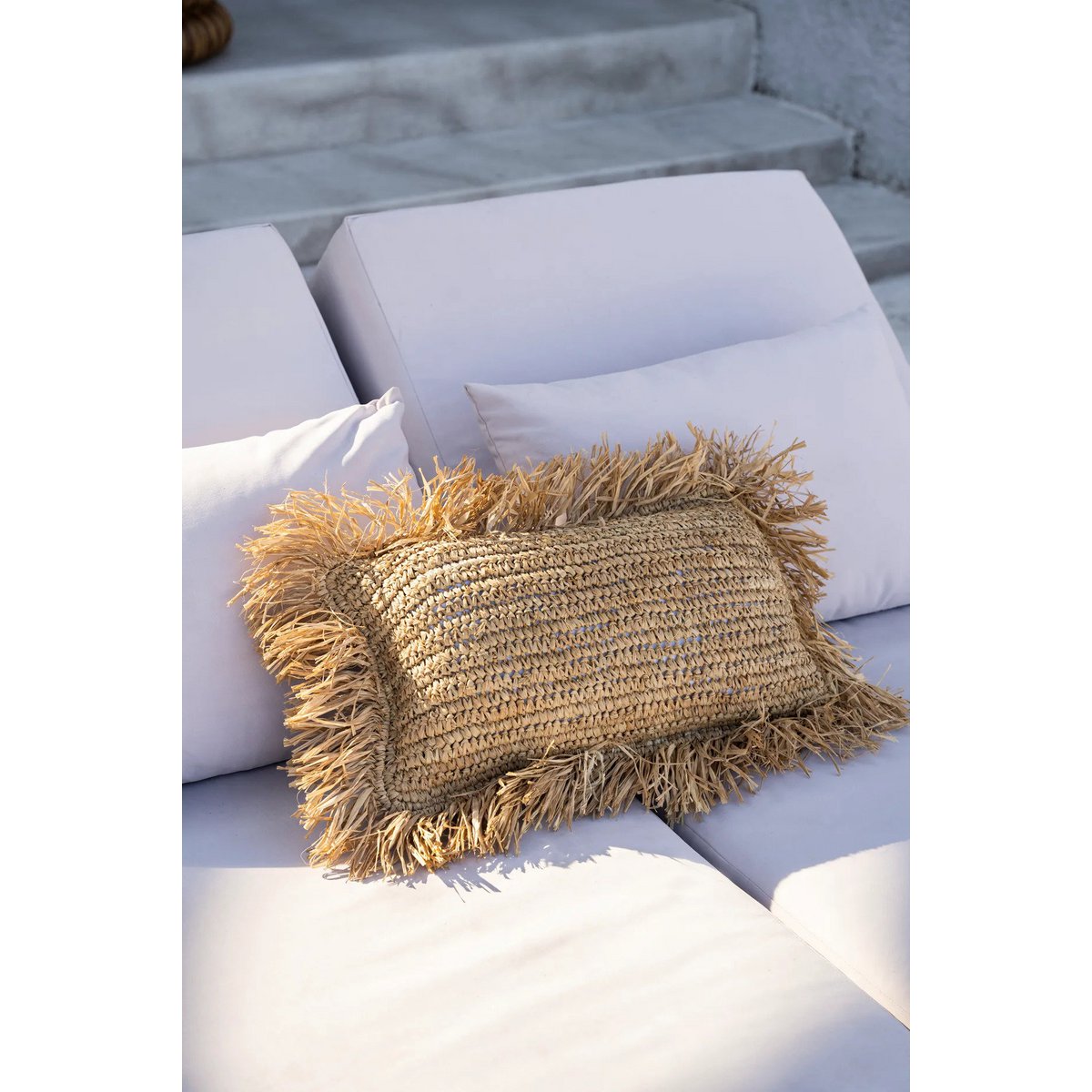 The Raffia Cushion Cover Rectangular - Natural - 30x50 - LUXONAS HOME