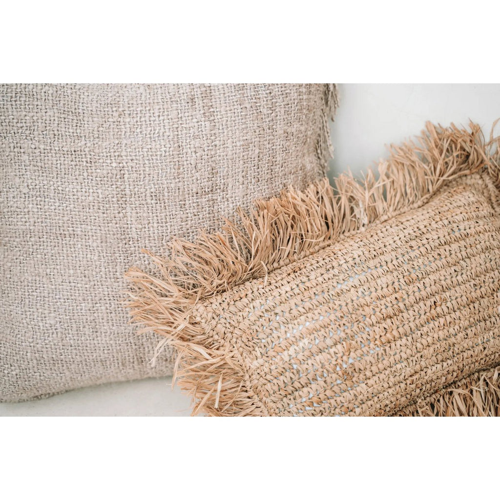 The Raffia Cushion Cover Rectangular - Natural - 30x50 - LUXONAS HOME