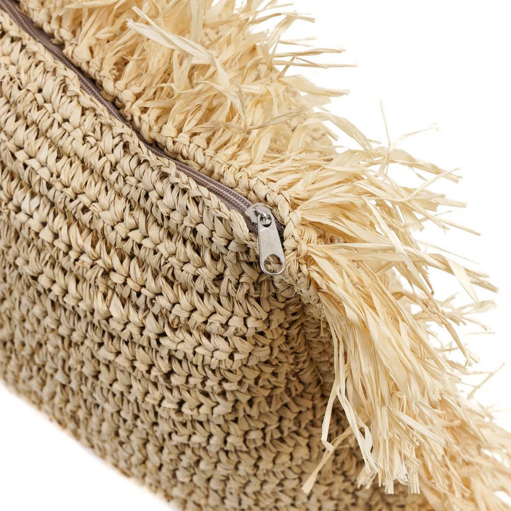 The Raffia Cushion Cover Rectangular - Natural - 35x100 - LUXONAS HOME